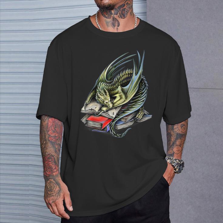 Book Wyrm Magical Dragon Book Worm Reading Tee T-Shirt T-Shirt Gifts for Him
