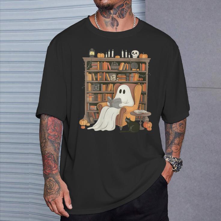 Bookish Ghost Haunted Library Cat Bookworm Book Lover T-Shirt Gifts for Him Bookish Ghost Haunted Library Cat Bookworm Book Lover T-Shirt Gifts for Him