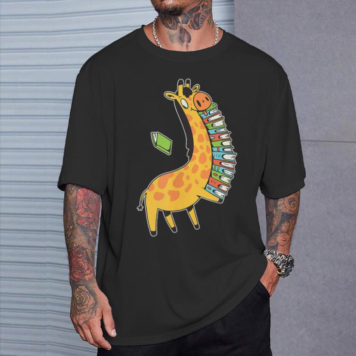 Books & Giraffe T-Shirt Gifts for Him
