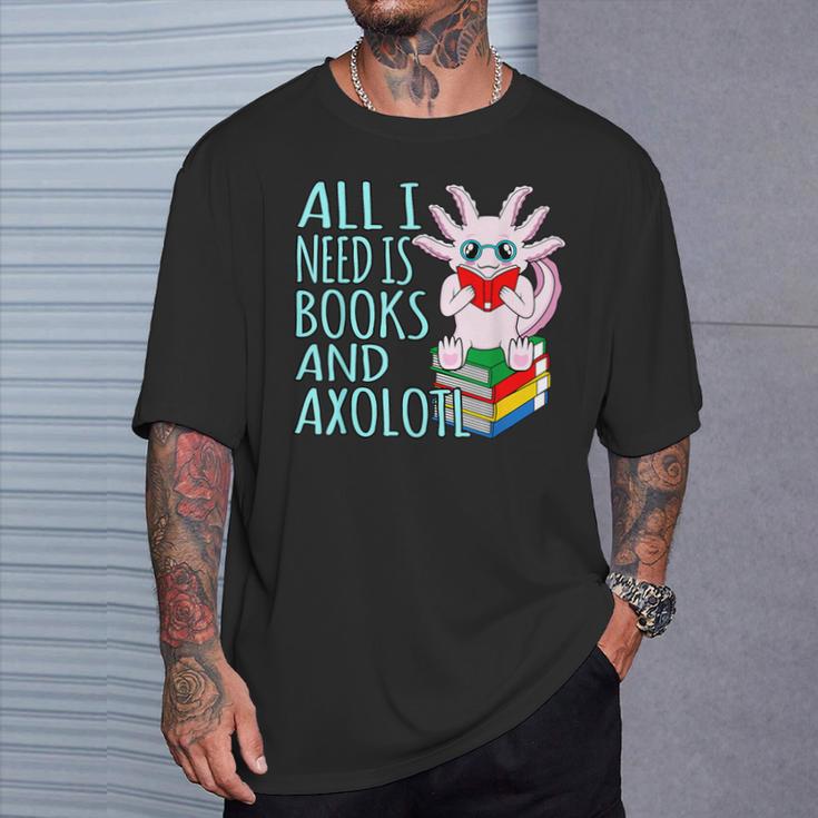 Books And Axolotl Kawaii Animal Axolotls Lover Owner Graphic T-Shirt Gifts for Him
