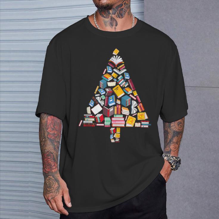 Books Christmas Tree Reading Club Librarian Library Xmas T-Shirt Gifts for Him Books Christmas Tree Reading Club Librarian Library Xmas T-Shirt Gifts for Him