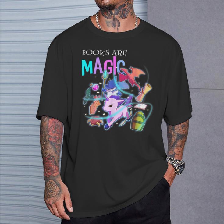 Books Are Magic Fantasy Bookworm T-Shirt Gifts for Him