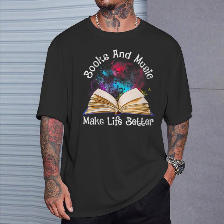 Books And Music Makes Life Better Fun Reading Motivation T-Shirt Gifts for Him Books And Music Makes Life Better Fun Reading Motivation T-Shirt Gifts for Him
