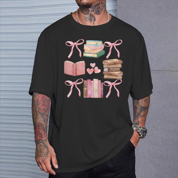 Books And Pink Bows Booktok Coquette Preppy T-Shirt Gifts for Him