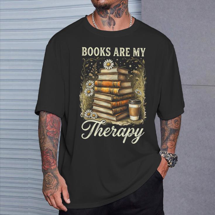Books Are My Therapy Coffee Bookworm Retro Reading T-Shirt Gifts for Him Books Are My Therapy Coffee Bookworm Retro Reading T-Shirt Gifts for Him