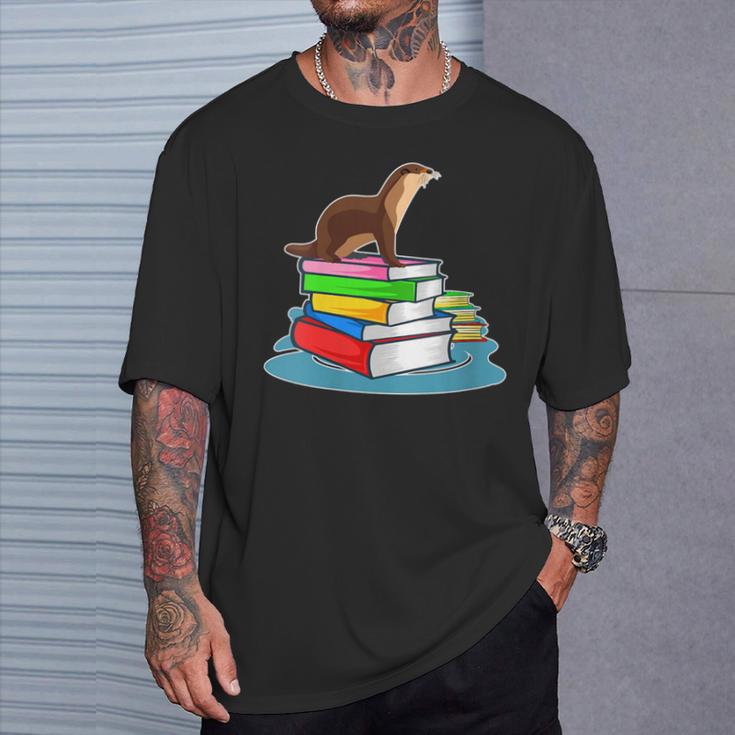 Books Sea Otter Teacher T-Shirt Gifts for Him