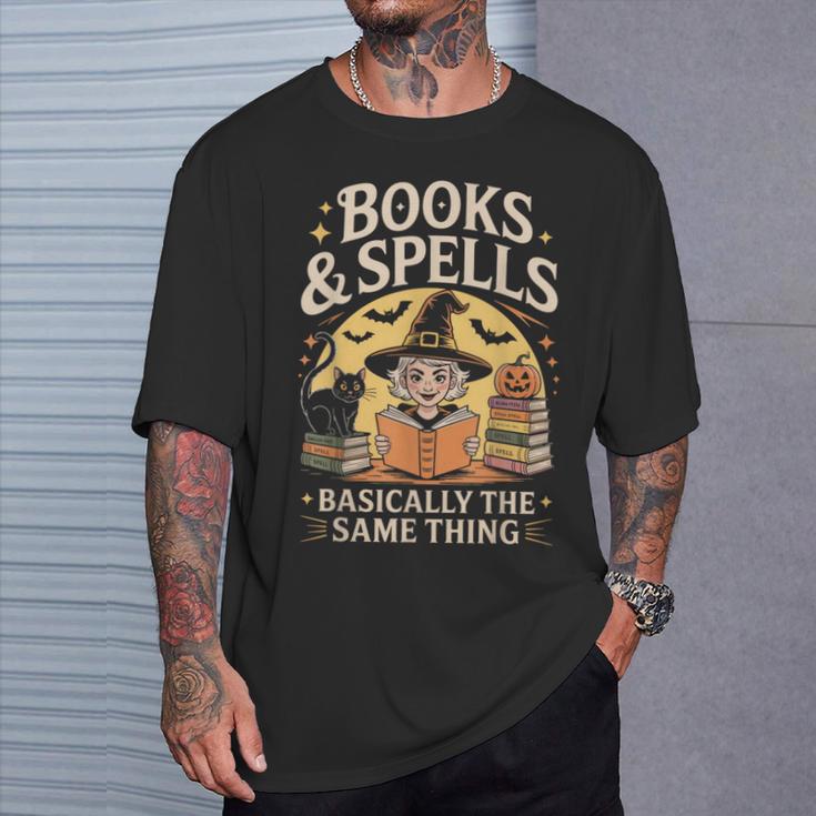 Books And Spells Witch Witches Bookish Book Reader Reading T-Shirt Gifts for Him
