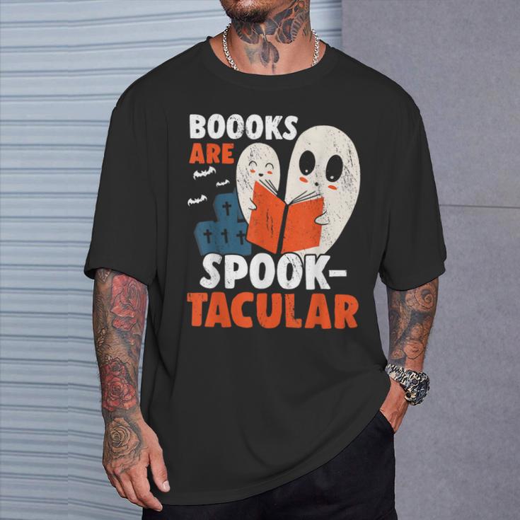 Books Are Spook-Tacular Halloween Bookworm Book Reading T-Shirt Gifts for Him