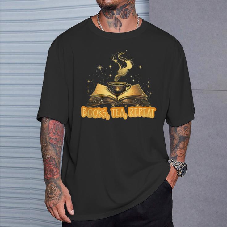 Books Tea Repeat T-Shirt Gifts for Him Books Tea Repeat T-Shirt Gifts for Him