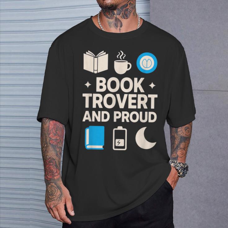 Booktrovert Introvert Reader Library Card Coffee Books T-Shirt Gifts for Him
