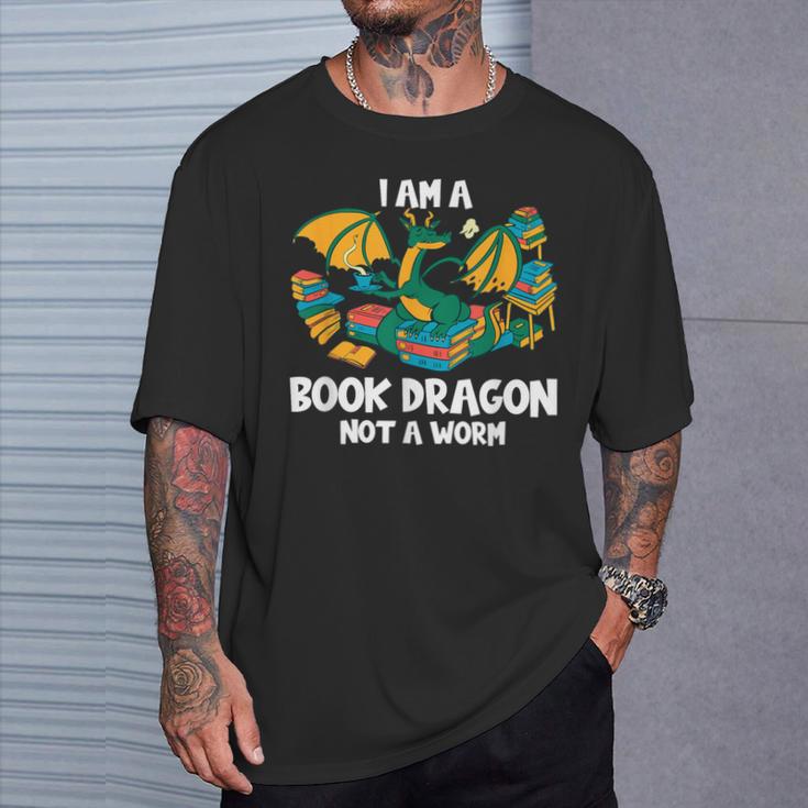 Bookworm Books Reading I Am A Book Dragon T-Shirt Gifts for Him