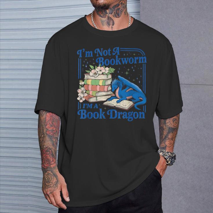 Bookworm I'm A Book Blue Dragon Fantasy Reader Bookish T-Shirt Gifts for Him