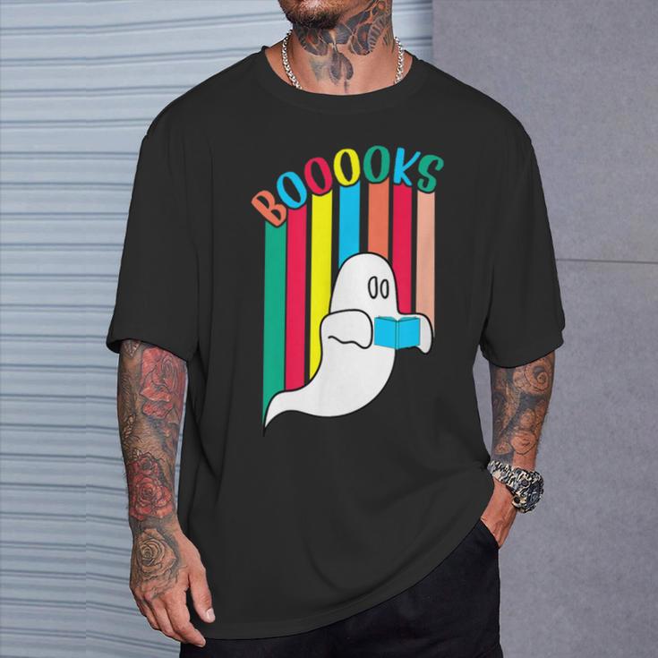 Booooks Boo Books Halloween Librarian Reading Lover Bookworm T-Shirt Gifts for Him