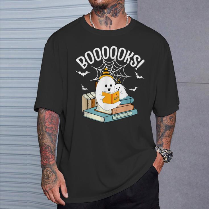 Booooks Ghost Read Books Halloween T-Shirt Gifts for Him