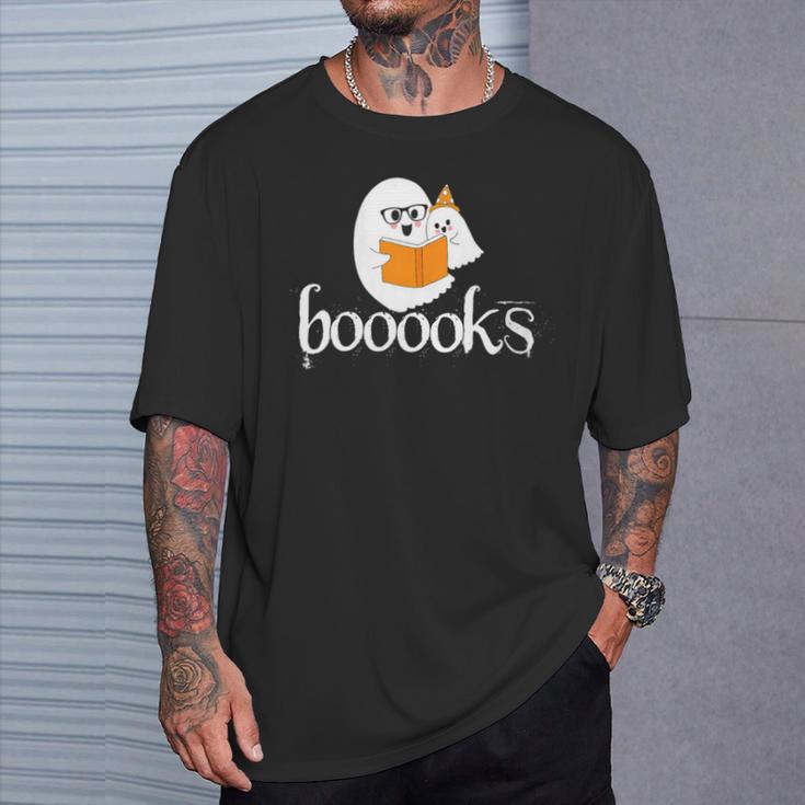 Booooks Halloween Cute Ghost Reading Library Books T-Shirt Gifts for Him Booooks Halloween Cute Ghost Reading Library Books T-Shirt Gifts for Him