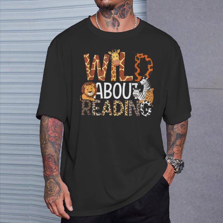 Boys Animal Print Clothes Wild About Reading Cheetah Book T-Shirt Gifts for Him