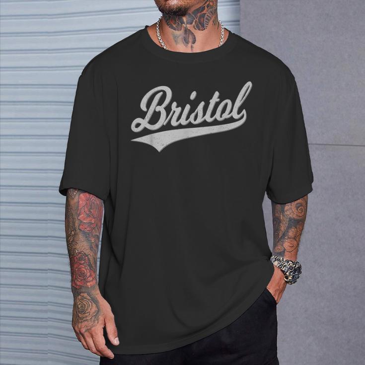 Bristol バーシティ スクリプト アスレチック スポーツ ジャージスタイル Tシャツ 彼への贈り物