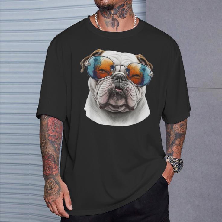 Bulldog Inglese Amante Dei Cani Mamma E Papà Maglietta Regalos para él