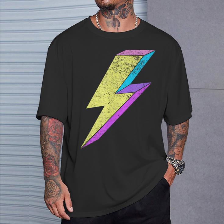 Bunte Retro-Blitz Grafik 70Er 80Er 90Er Jahre T-Shirt Geschenke für Ihn