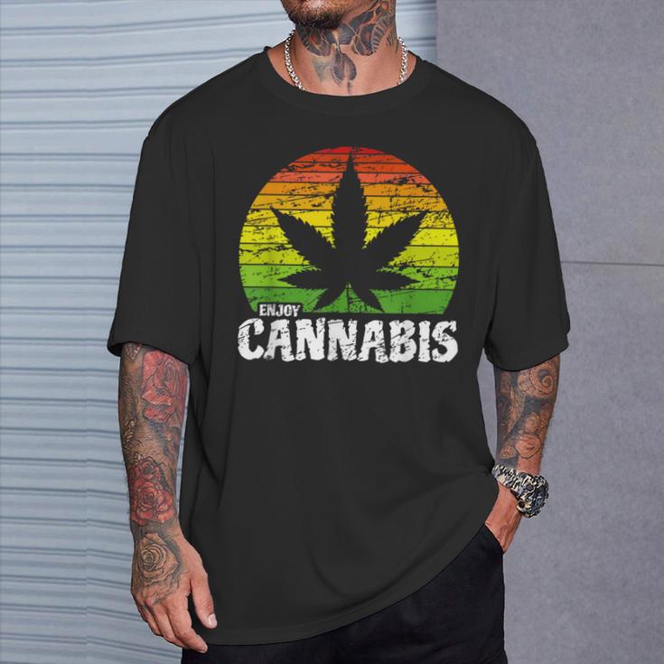 Cannabis ヴィンテージ 麻葉 レトロ マリファナ Tシャツ 彼への贈り物