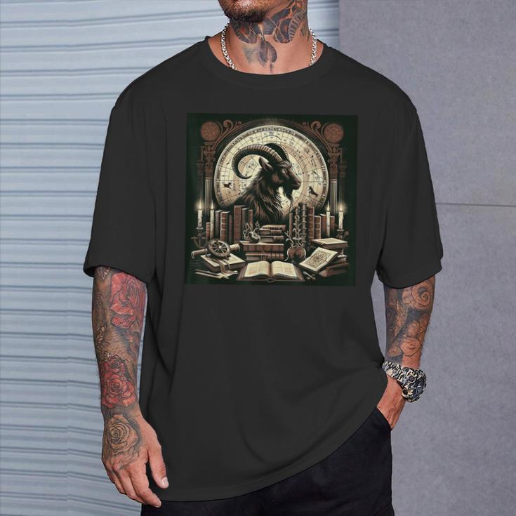 Capricorn Zodiac Art Academia Aesthetic Book Lover T-Shirt Gifts for Him