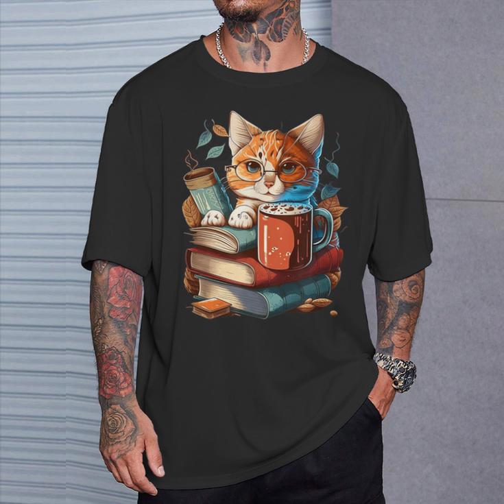 Cat Reading A Book Men Women Kids T-Shirt Gifts for Him