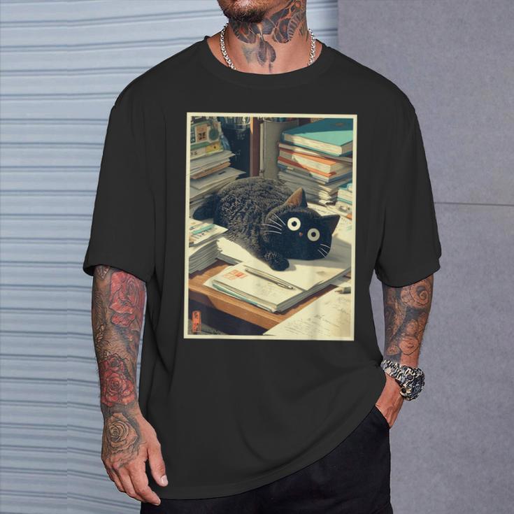 Cat Teacher Student School Last Day Books First 100th Day T-Shirt Gifts for Him