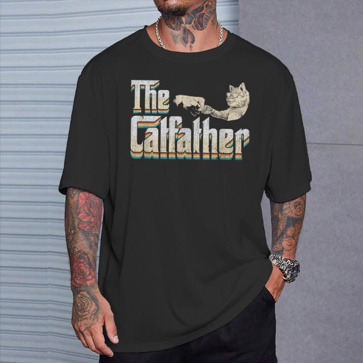 The Catfather 面白い猫 お父さん 父の日 ビンテージ 猫 父親 Tシャツ 彼への贈り物