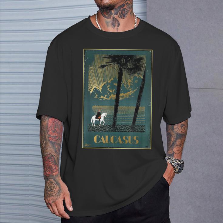 Caucasas Caucasus Mountains レトロ ヴィンテージ 馬 ライダー Tシャツ 彼への贈り物