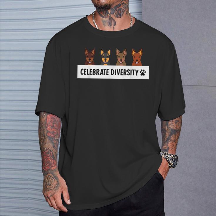 Celebrate Diversity ミニチュアピンシャー犬 Tシャツ 彼への贈り物