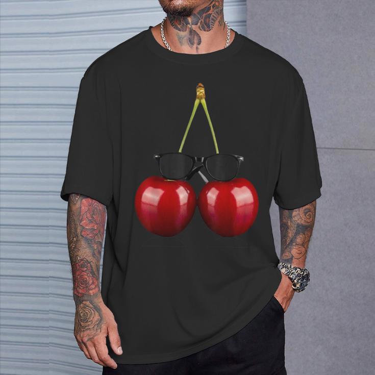 Cerezas Frescas Con Gafas Deol Fruta Divertida Camiseta unisex Regalos para él