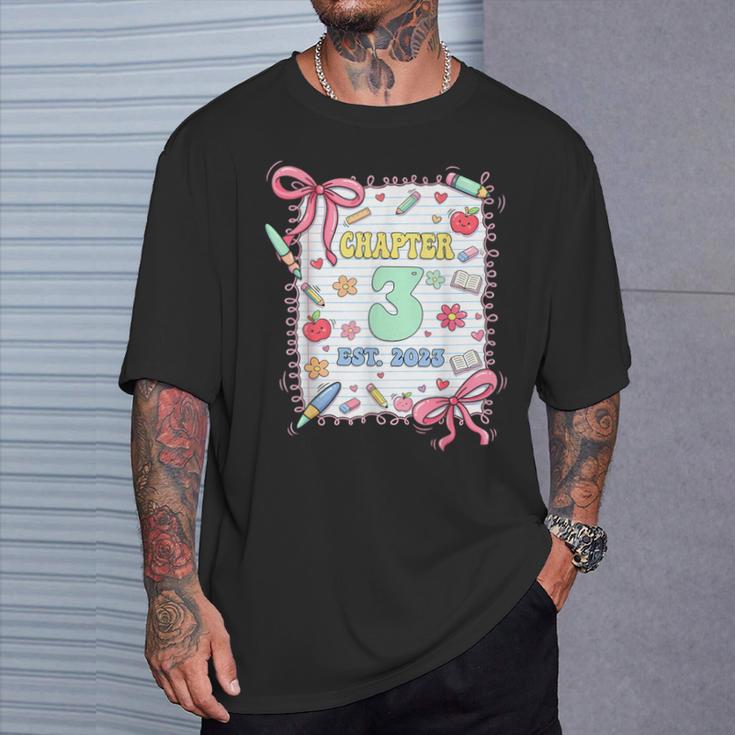 Chapter 3 Years Old 3rd Birthday Book Lover Coquette Bow T-Shirt Gifts for Him
