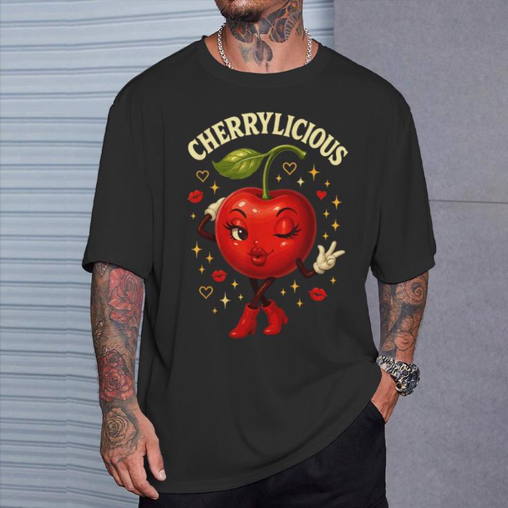 Cherrylicious キュート チェリー さくらんぼ おもしろフルーツ Tシャツ 彼への贈り物
