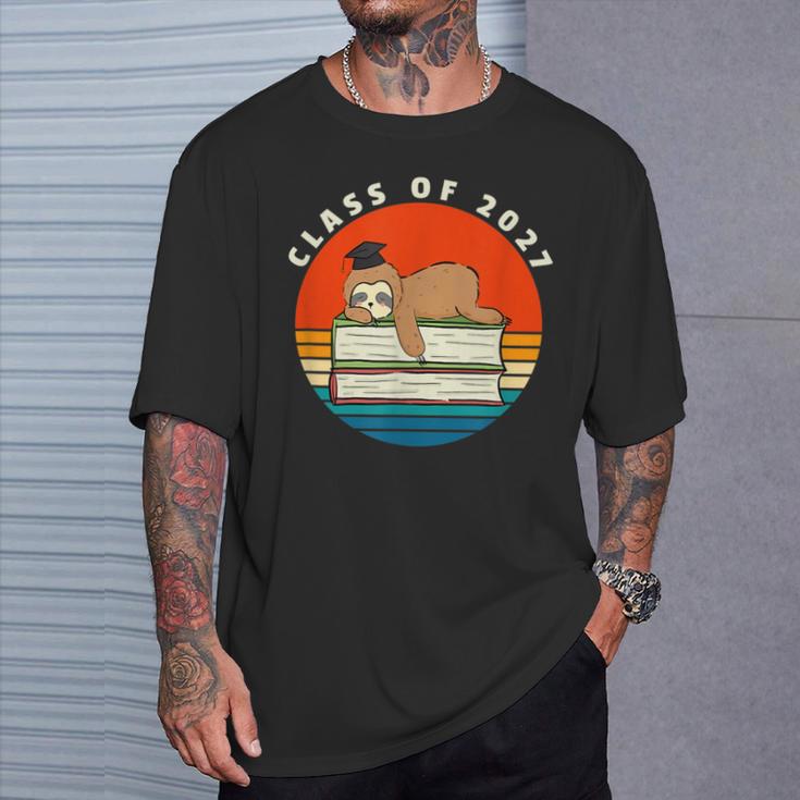Class Of 2027 Meme Sloth Graduation Cap Sleeping On Books T-Shirt Gifts for Him Class Of 2027 Meme Sloth Graduation Cap Sleeping On Books T-Shirt Gifts for Him
