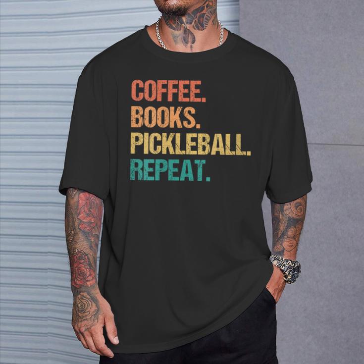 Coffee Books Pickleball Reading Lovers Bookworm T-Shirt Gifts for Him
