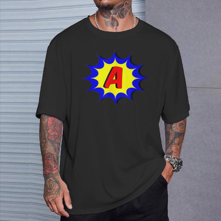 Comic Book Style Monogram Initial Letter A Superhero T-Shirt Gifts for Him Comic Book Style Monogram Initial Letter A Superhero T-Shirt Gifts for Him