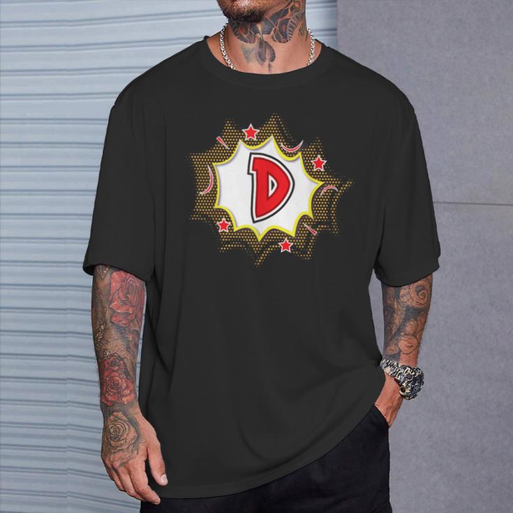Comic Book Style Monogram Letter D For Boys Girls Women Men T-Shirt Gifts for Him Comic Book Style Monogram Letter D For Boys Girls Women Men T-Shirt Gifts for Him