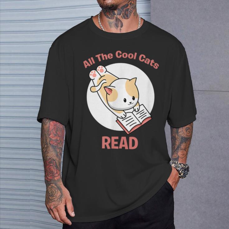 All The Cool Cats Read Book And Cat Lover T-Shirt Gifts for Him