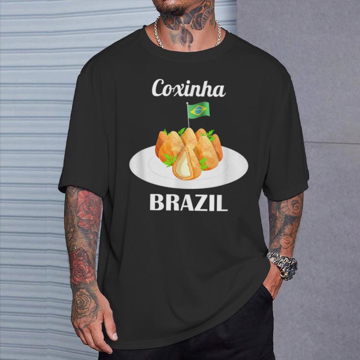 Coxinha 伝統的なブラジル料理 ブラジル国旗 Tシャツ 彼への贈り物