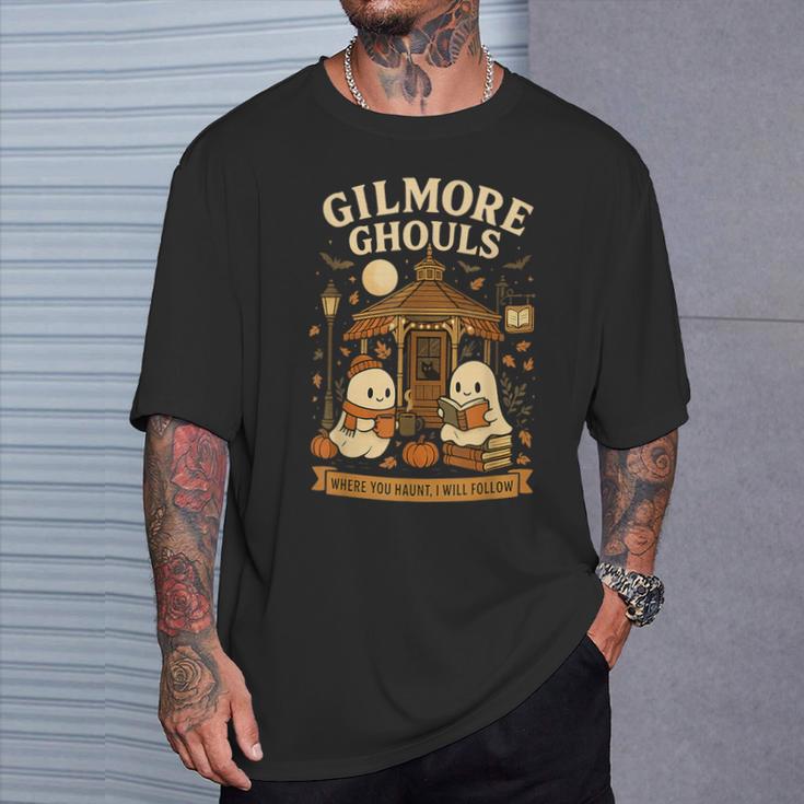 Cozy Ghouls Bookish Halloween Gazebo Scene T-Shirt Gifts for Him