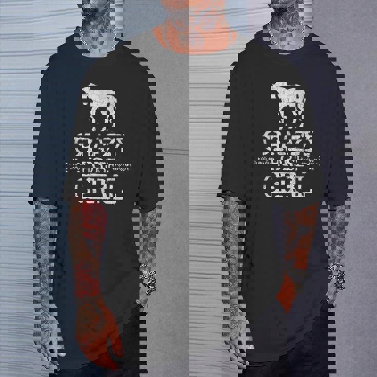 Crazy Horse Girl 、ストレスを感じたエクエストリアン愛好家へのギフト Tシャツ 彼への贈り物