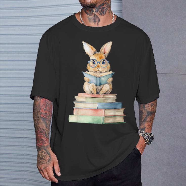 Cute Bunny Reading Book Back To School Easter T-Shirt Gifts for Him Cute Bunny Reading Book Back To School Easter T-Shirt Gifts for Him