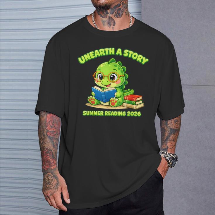 Cute Dino Book Lover Unearth A Story Summer Reading T-Shirt Gifts for Him