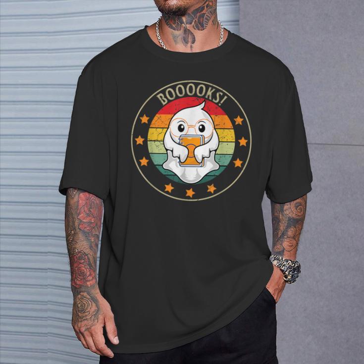 Cute Ghost Book Reading Halloween Teacher Top Puns For Men Women Kids T-Shirt Gifts for Him
