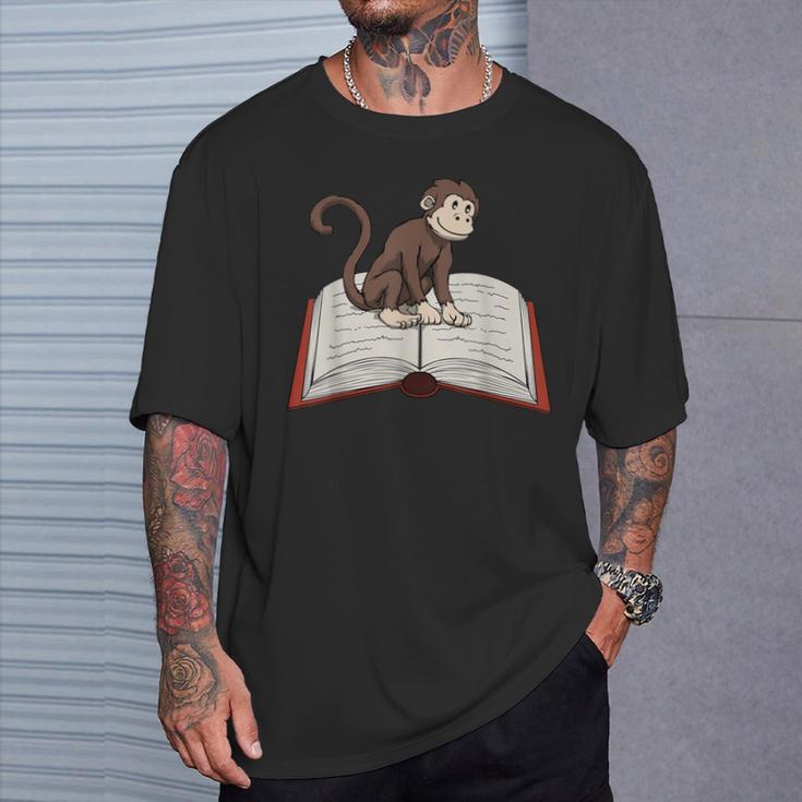 Cute Monkey Reading Books Literature Nature T-Shirt Gifts for Him Cute Monkey Reading Books Literature Nature T-Shirt Gifts for Him
