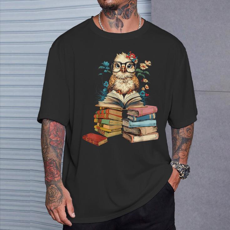 Cute Reading Chicken With Glasses Books Bookworm Reader T-Shirt Gifts for Him Cute Reading Chicken With Glasses Books Bookworm Reader T-Shirt Gifts for Him