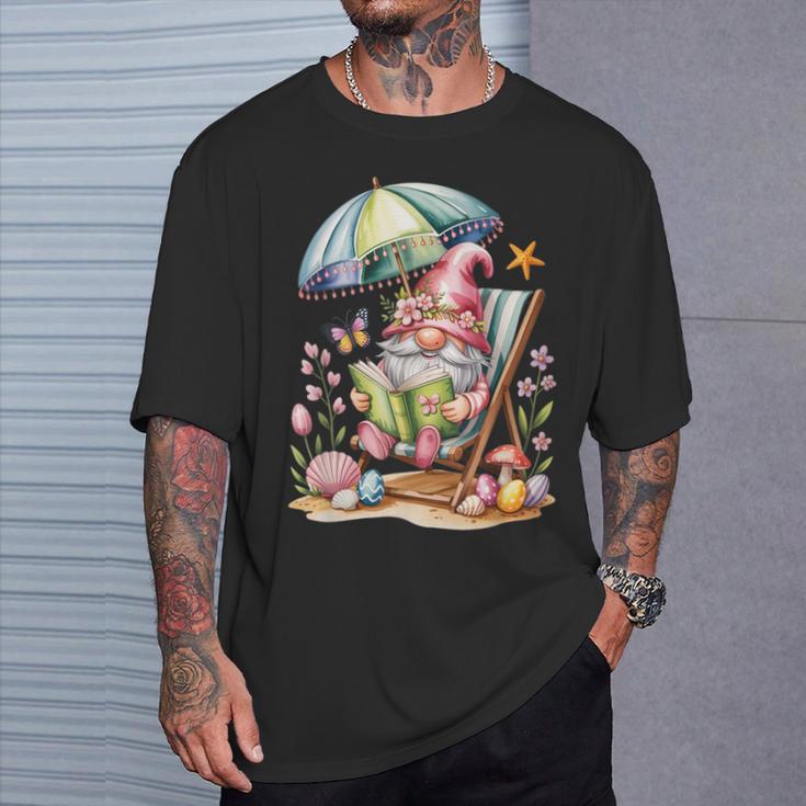 Cute Summer Relaxing Gnome Art For Book Lovers T-Shirt Gifts for Him
