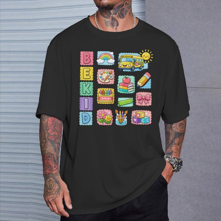 Cute Teacher Life With Crayons Rainbow Books Apple School T-Shirt Gifts for Him