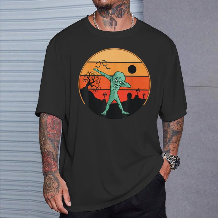 Dabbing Alien ハロウィン 面白い ダブ ダンス ポーズ トリック オア トリート Tシャツ 彼への贈り物