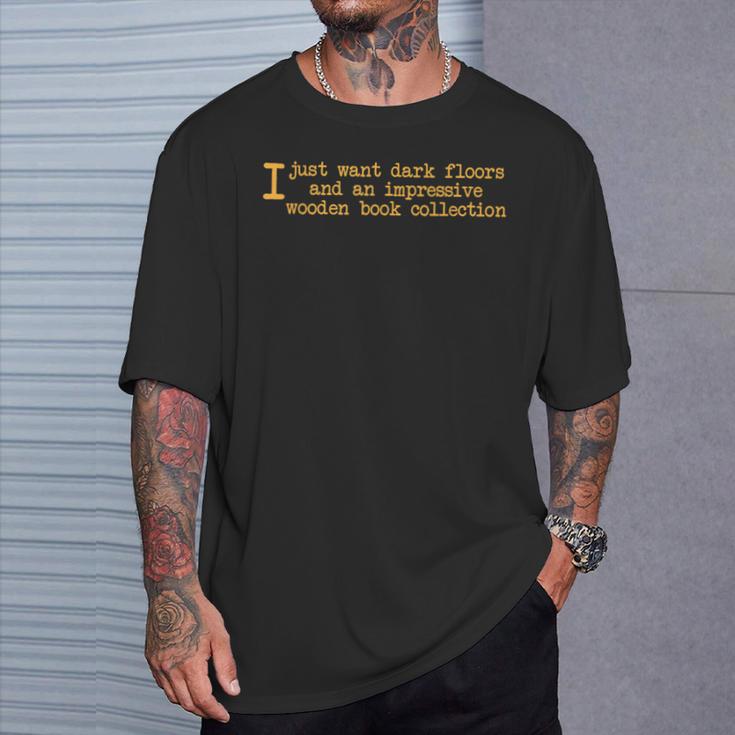 Dark Academia Aesthetic Wooden Book Collection Parchment T-Shirt Gifts for Him